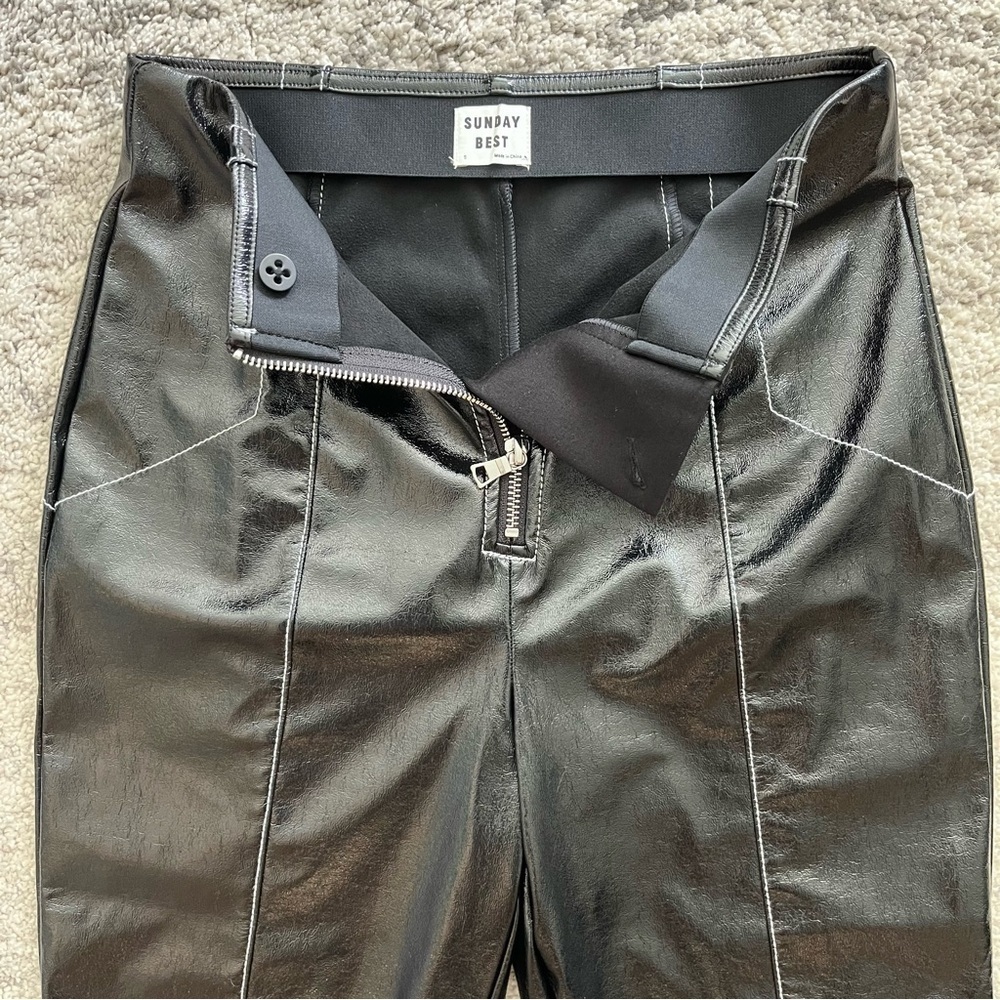 Sunday Best Vegan Leather Slim Fit Moto Tessy Pants-Black-Small - Picture 7 of 16